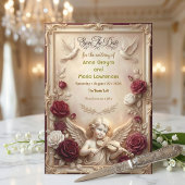 Cherub & Doves Ornate Save The Date Magnetische Uitnodiging