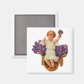 Cherub en Purple Flowers Magnet (Voorkant / Achterkant)