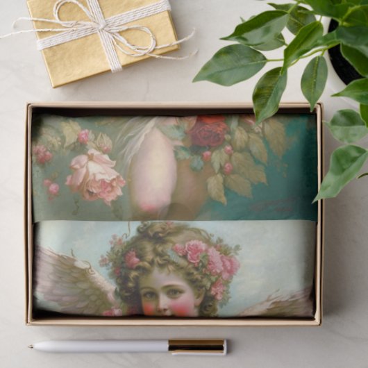 Cherub en Rozen Tissuepapier (Geschenk)
