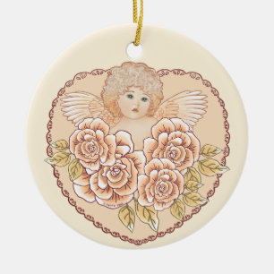 Cherub Engel Hart aangepaste kerstversiering Keramisch Ornament