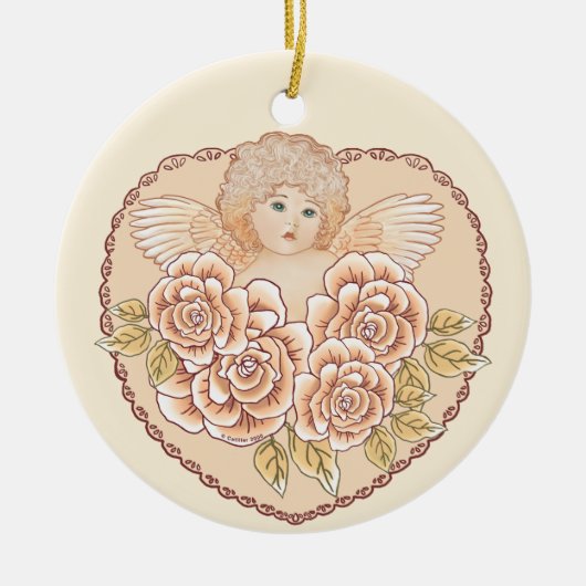 Cherub Engel Hart aangepaste kerstversiering  Keramisch Ornament (Voorkant)
