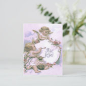 Cherub Engel Schilderij Roze Ei Briefkaart (Staand voorkant)