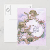 Cherub Engel Schilderij Roze Ei Briefkaart (Voorkant / Achterkant)