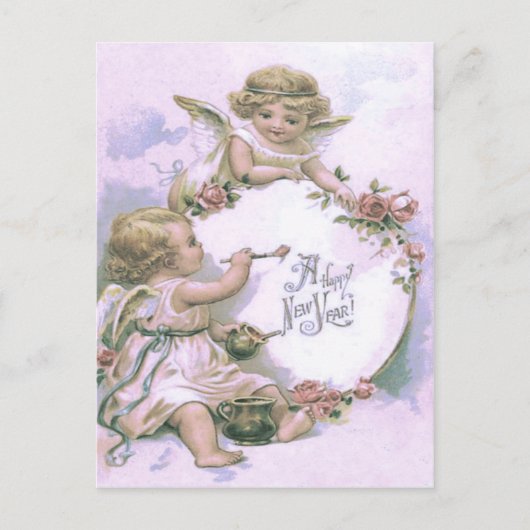 Cherub Engel Schilderij Roze Ei Briefkaart (Voorkant)