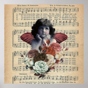 Cherub Girl Collage Poster