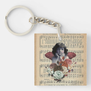 Cherub Girl Collage Sleutelhanger