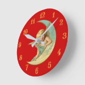 Cherub in Crescent Moon Ronde Klok (Hoek)
