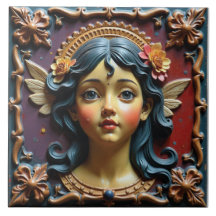 Cherub in Paarse en rode kleur