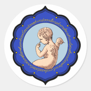 Cherub in Perzisch lijst Slachend leven CC1010 Ronde Sticker