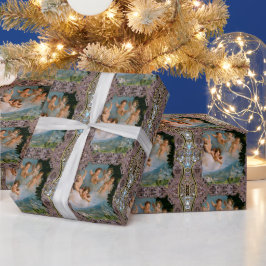 Cherub Love Pours Over City Kerstmis Cadeaupapier