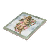Cherub met de Decoratieve Tile Flowers #2 Tegeltje (Zijkant)