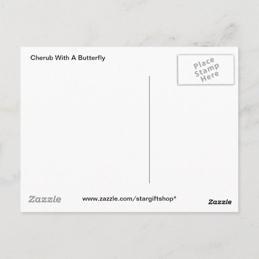 Cherub met een vlinder briefkaart (Achterkant)