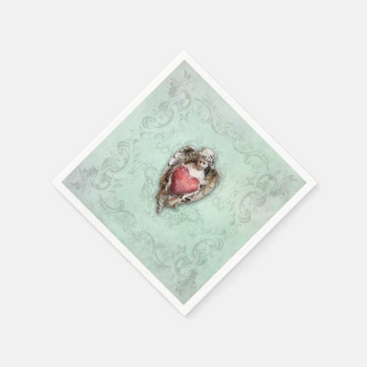  Cherub met hart Servetten (Hoek)