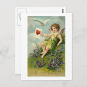 Cherub met Love Letter and Love Bird Briefkaart (Voorkant / Achterkant)