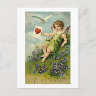Cherub met Love Letter and Love Bird Briefkaart
