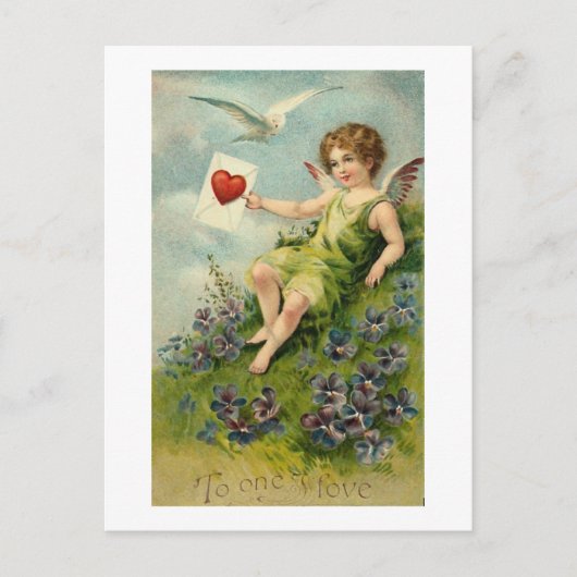 Cherub met Love Letter and Love Bird Briefkaart (Voorkant)