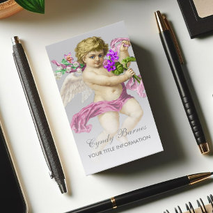 Cherub met roze schuine streep op elk Visitekaartj Visitekaartje