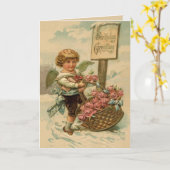 Cherub met Rozen Kaart (Gele Bloem)