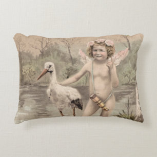 Cherub met Stork bij Lake Accent Kussen