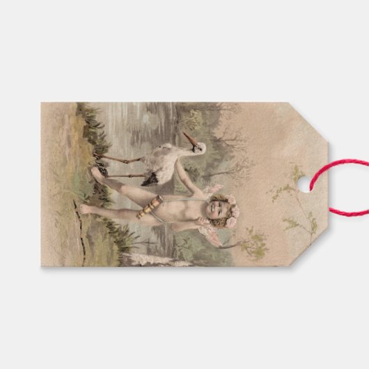  Cherub met Stork bij Lake Cadeaulabel (Voorkant (Horizontaal))