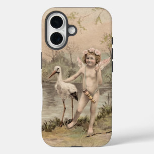 Cherub met Stork bij Lake iPhone 16 Hoesje