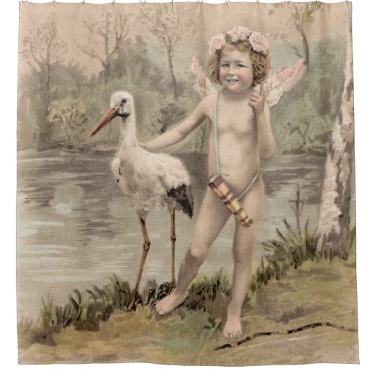 Cherub met Stork bij Lake Douchegordijn (Voorkant)