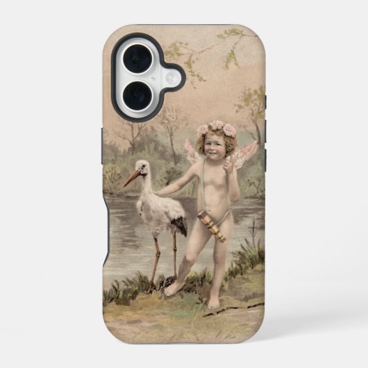  Cherub met Stork bij Lake iPhone 16 Hoesje (Achterkant)