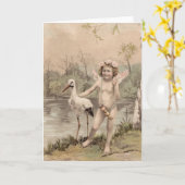  Cherub met Stork bij Lake Kaart (Gele Bloem)