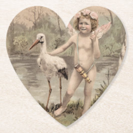  Cherub met Stork bij Lake Kartonnen Onderzetters