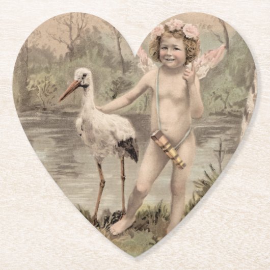  Cherub met Stork bij Lake Kartonnen Onderzetters (Voorkant)