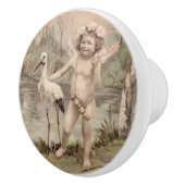 Cherub met Stork bij Lake Keramische Knop (Rechts)