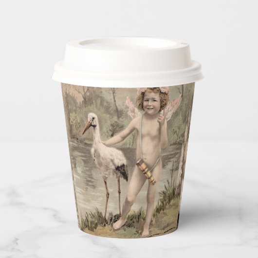  Cherub met Stork bij Lake Papieren Bekers (Voorkant)
