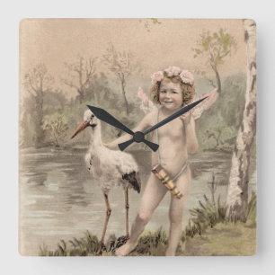 Cherub met Stork bij Lake Vierkante Klok