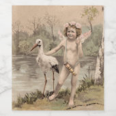  Cherub met Stork bij Lake Wijn Etiket (Enkel label)