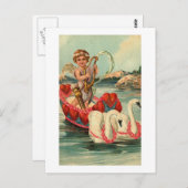 Cherub met Swan Boat Briefkaart (Voorkant / Achterkant)