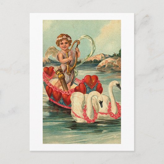 Cherub met Swan Boat Briefkaart (Voorkant)