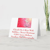 Cherub op een Roos met bubbels - Vrolijk kerstfees Feestdagen Kaart (Achterkant)