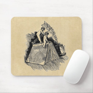 Cherub op schrijfbureau muismat