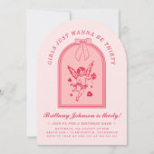 Cherub & Pink Bow Coquette Modern 30e verjaardag Kaart (Voorkant)