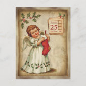 Cherub Red Stocking Christmas Feestdagenkaart (Voorkant)