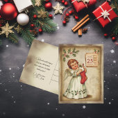  Cherub Red Stocking Christmas Feestdagenkaart