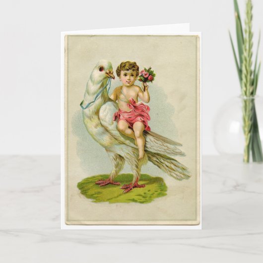 Cherub rijduif feestdagen kaart (Voorkant)