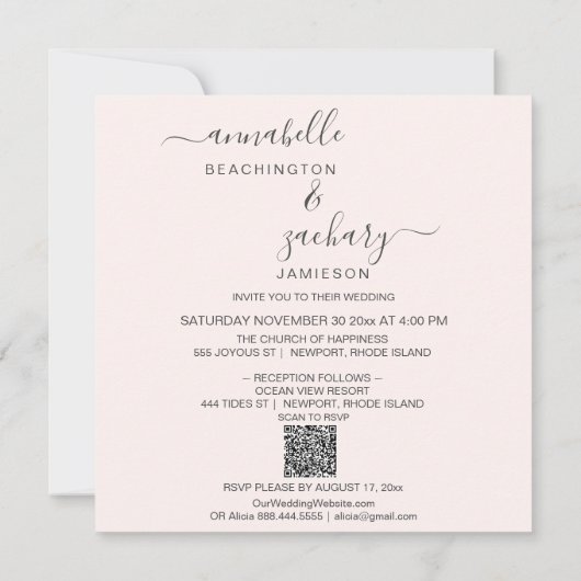 *~* Cherub Rings Bands QR FOTO AR6 RSVP Huwelijk Kaart (Achterkant)