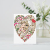 Cherub Speel Harp Illustratie Briefkaart (Staand voorkant)