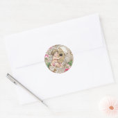 Cherub Speel Harp Illustratie Ronde Sticker (Envelop)