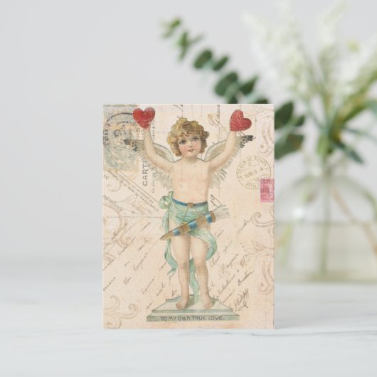  cherub Valentijn briefkaart (Staand voorkant)