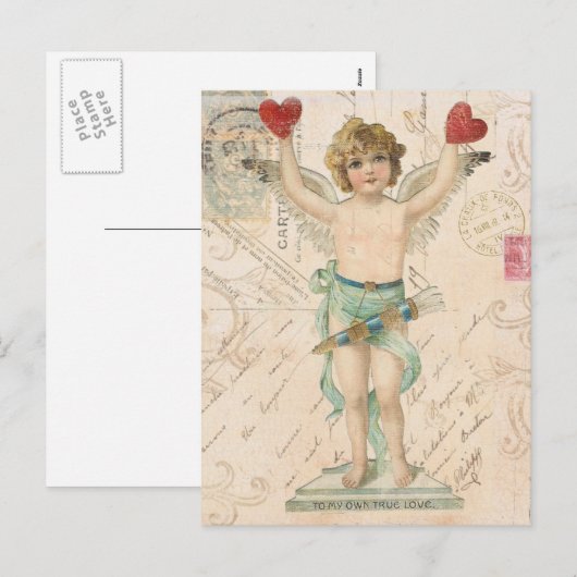  cherub Valentijn briefkaart (Voorkant / Achterkant)