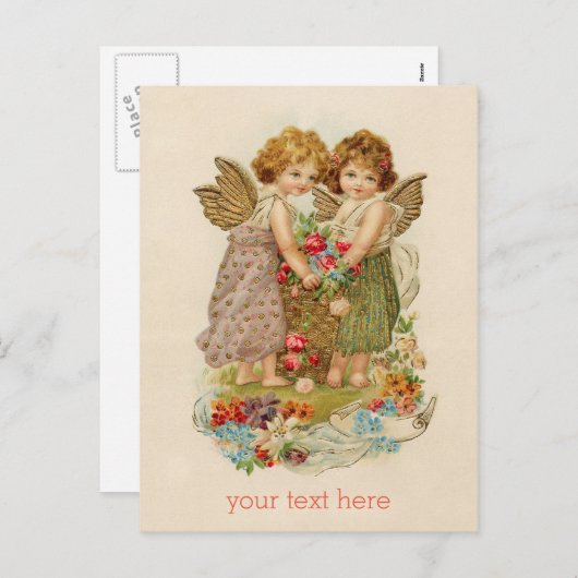  cherub valentijn briefkaart + aangepaste tekst (Voorkant / Achterkant)