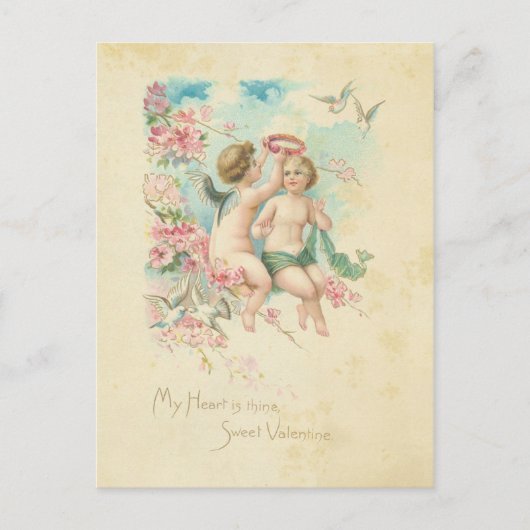 Cherub Valentijnsdag  Angel Pink Februari Briefkaart (Voorkant)