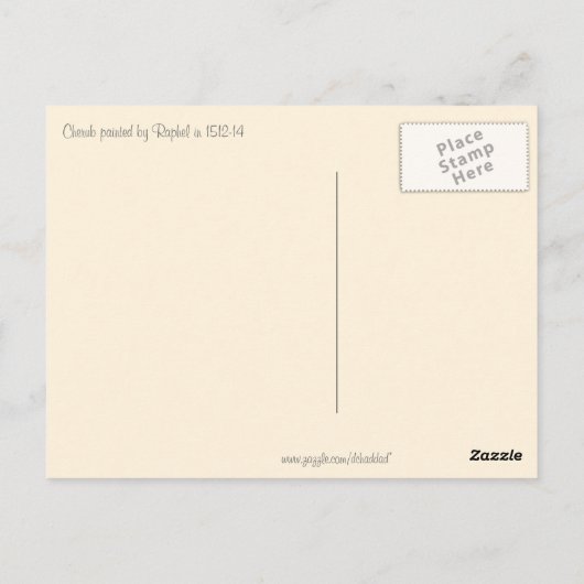 Cherub van Raphael Briefkaart (Achterkant)